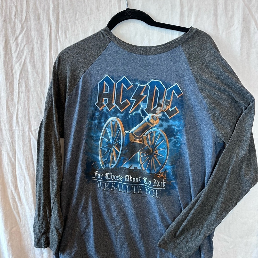 Liquid Blue AC/DC Mens Raglan Rock N Roll Graphic Long Sleeve T-Shirt Size Large